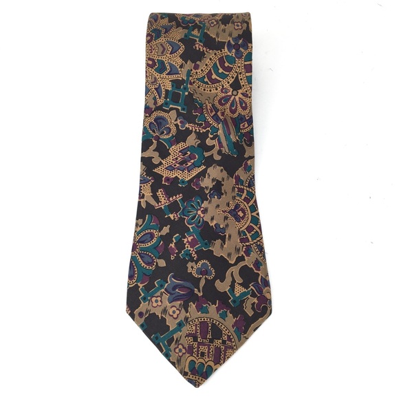 Claiborne patterned 100% silk neck tie - Picture 2 of 3